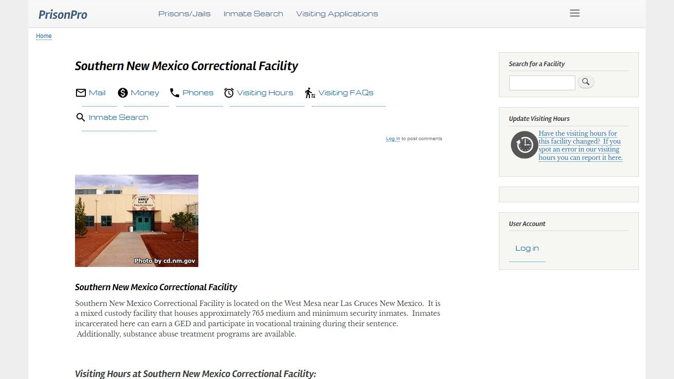 Southern New Mexico Correctional Facility Visiting hours, inmate phones ...