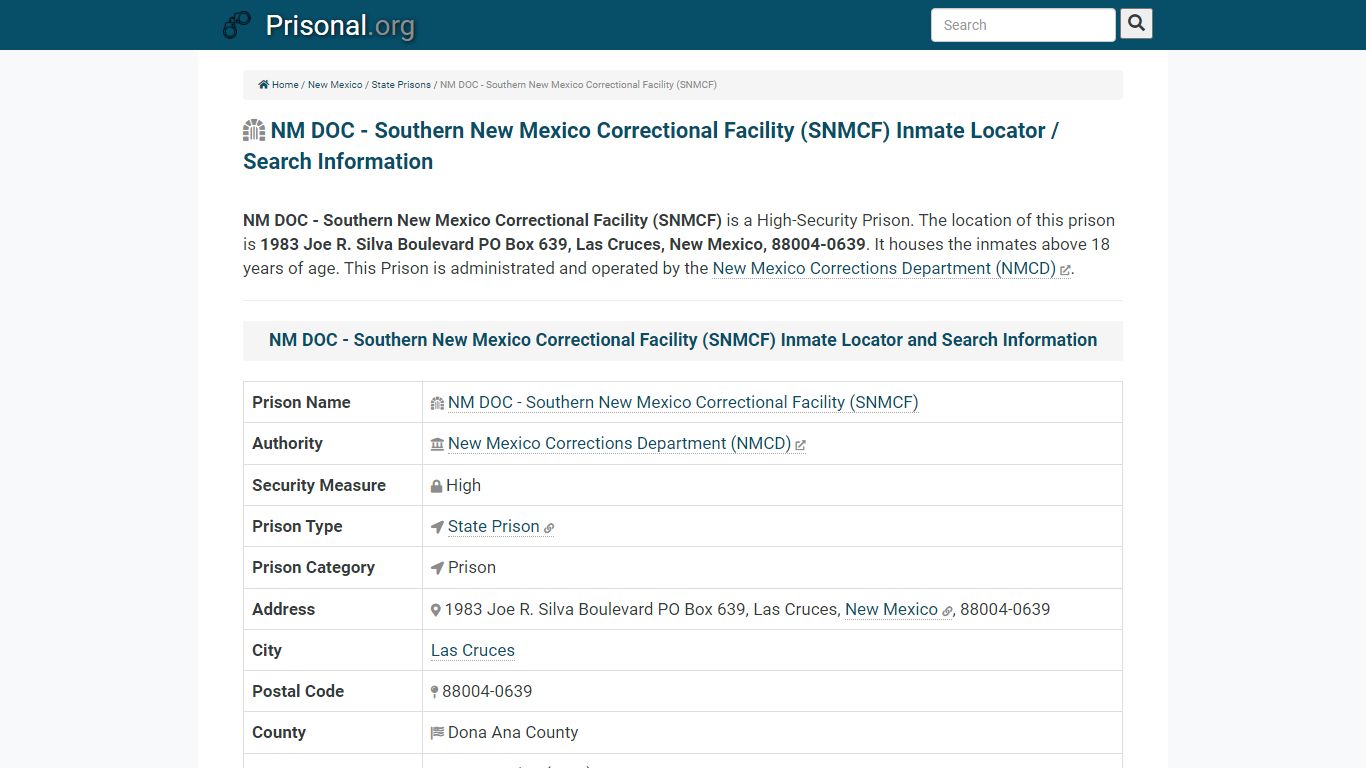 NM DOC - Southern New Mexico Correctional Facility (SNMCF)-Inmate ...