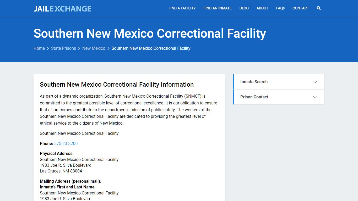 Southern New Mexico Correctional Facility Inmate Search, NM - Jail Exchange