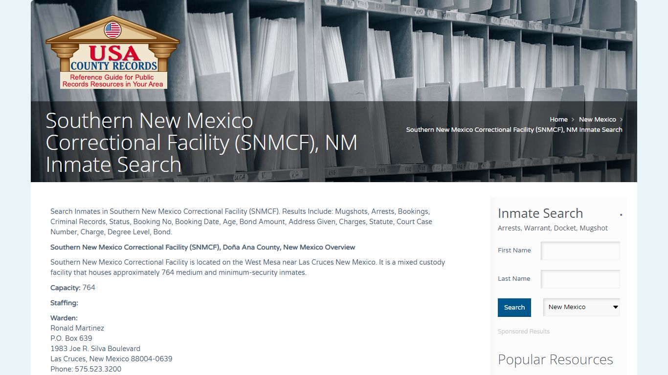 Southern New Mexico Correctional Facility (SNMCF), NM Inmate Search ...